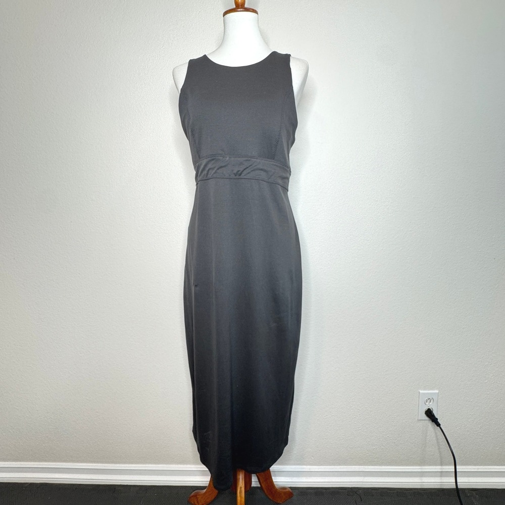 ATHLETA Athletic Dress LARGE TALL Dk Gray Criss Cross Straps Activewear Sundress